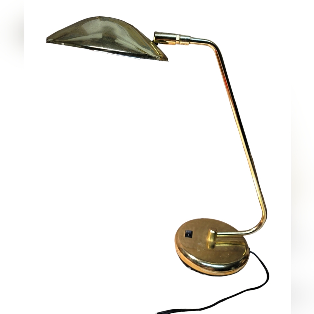 VTG MCM Brass Desk Lamp Underwriters Laboratories Portable Flex Neck Retro Works